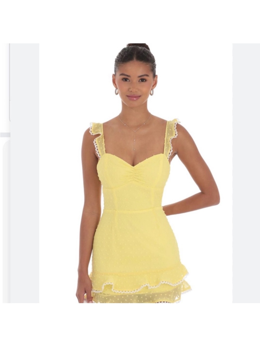 Sunny Yellow Ruffled Mini Dress - Picture 3 of 11